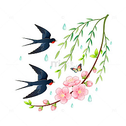 春日燕舞桃花开