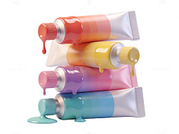 彩色颜料管滴落效果17