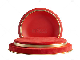 红色绒面展台08