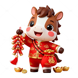 卡通牛年贺岁喜庆插画