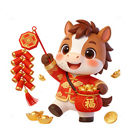 卡通马年庆祝新年