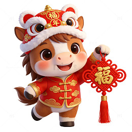 可爱马儿迎新年喜庆图片