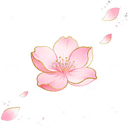 樱花绽放水墨艺术插画