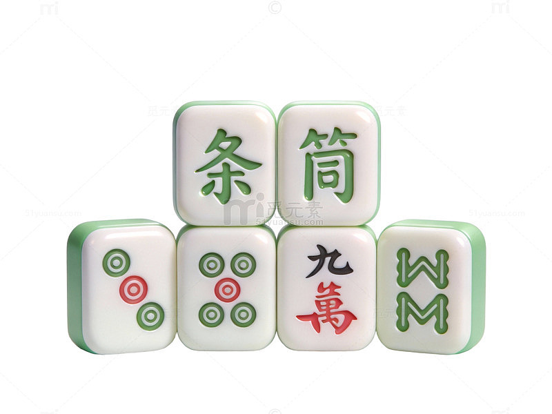 麻将牌绿色边框34