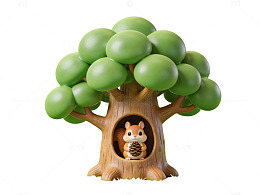 卡通松鼠树屋场景79
