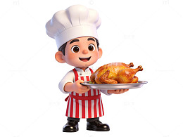 卡通厨师烤鸡插画25