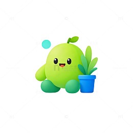 卡通绿植盆栽插画