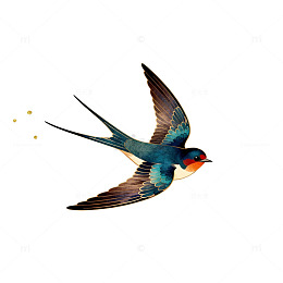 燕子飞翔水墨画风格素材