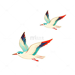 彩绘飞鸟艺术插画