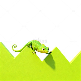 卡通风绿色变色龙攀爬图形设计