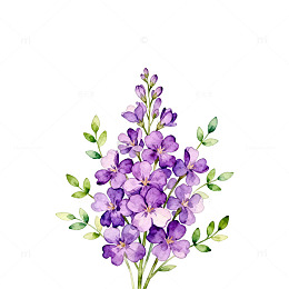 水彩紫色花卉装饰图案设计素材