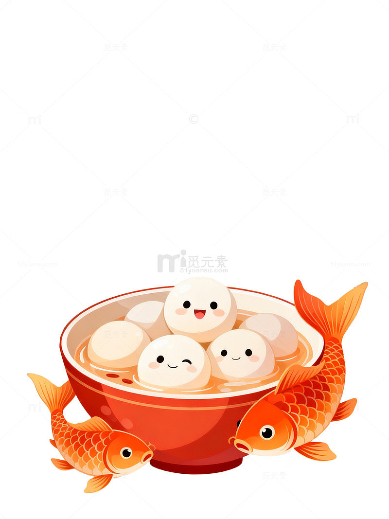 喜庆中国节日汤圆插画