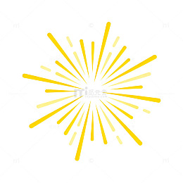 简约黄色彩虹放射图案设计元素