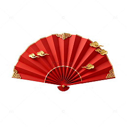 红色中国风扇子装饰图案设计素材