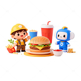 卡通快餐玩具组合