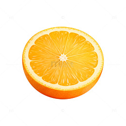 橙片特写手绘水果插画素材