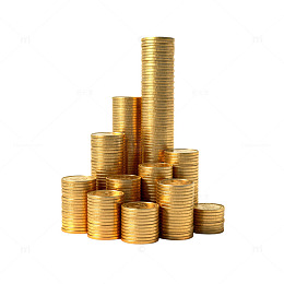 金币堆叠财富象征摄影