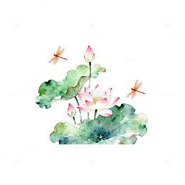 水墨荷花蜻蜓中国画