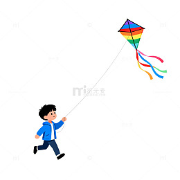 卡通放风筝草地图