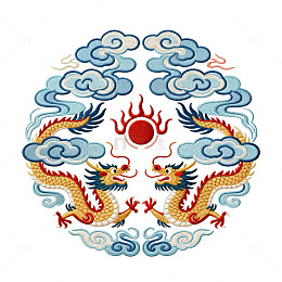 传统中国风龙凤图案纹样设计素材