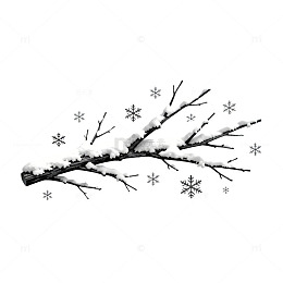 简约雪花树枝插画