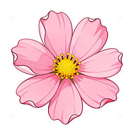 粉色花卉卡通插画设计素材