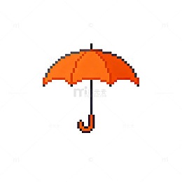 像素艺术橙色雨伞图案