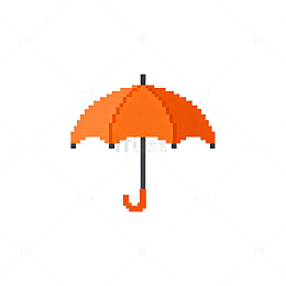 像素风格橙色雨伞图标