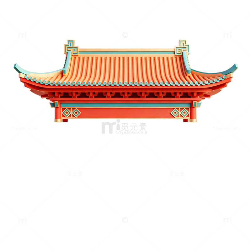 传统中式建筑插画素材免费下载_觅元素