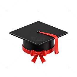 毕业帽红色缎带装饰