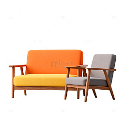 北欧简约双人沙发扶手椅套装