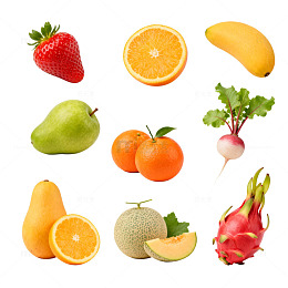 多彩水果蔬菜拼盘设计素材