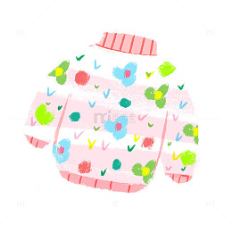 春季多彩毛衣涂鸦手绘卡通花朵图案羊毛衫