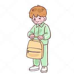 卡通男孩书包插画素材