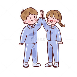 卡通儿童互动插画