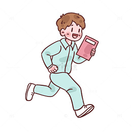 奔跑少年阅读插画素材