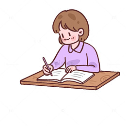 卡通学习写字场景插画