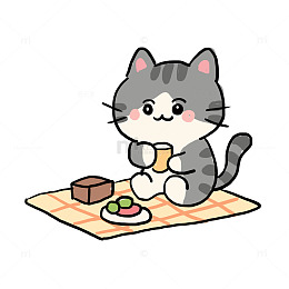 小猫春游野餐免抠元素