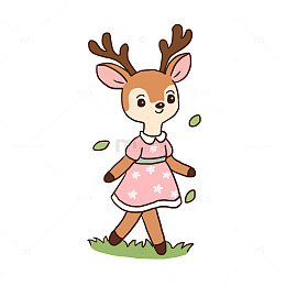 春天动物鹿踏青免抠元素