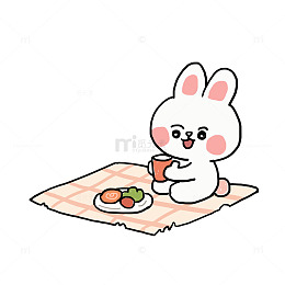 小动物兔子春游野餐免抠元素
