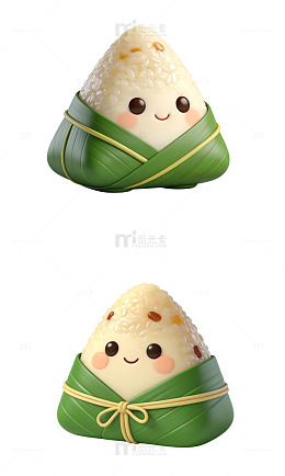 C4D渲染3D卡通粽子可爱圆润哑光质感