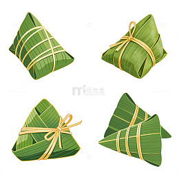 国风扁平传统粽子插画手绘元素