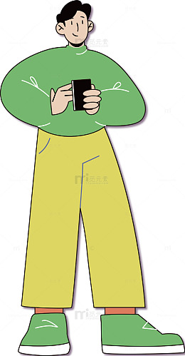 简约风格人物玩手机插画