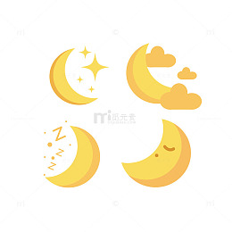 卡通月亮睡眠主题免扣元素