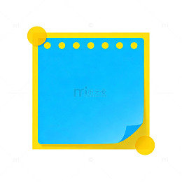 简洁黄蓝便签框图标设计元素