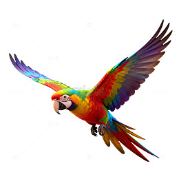 飞翔鹦鹉彩色艺术插画