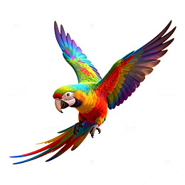 彩虹鹦鹉飞翔艺术插画