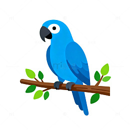 卡通蓝鹦鹉插图设计素材