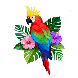 AI生成热带雨林鹦鹉插画