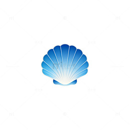 蓝色贝壳徽章设计素材